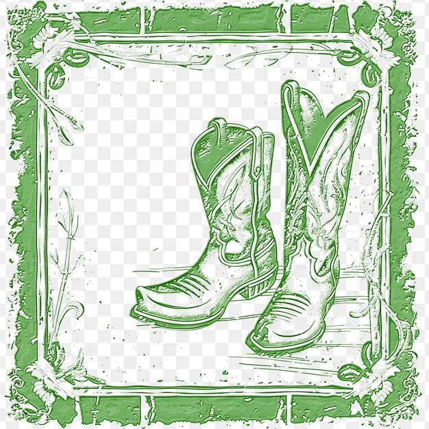 Une Image Verte Et Blanche D'une Paire De Bottes Avec Un Fond Vert