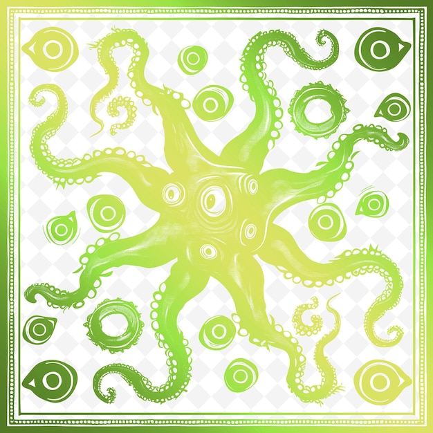 une image verte et jaune d'un poulpe avec les mots poulpe dessus