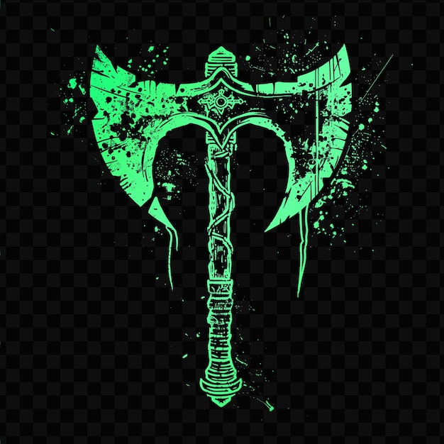 PSD une image verte et noire d'une épée sur un fond vert