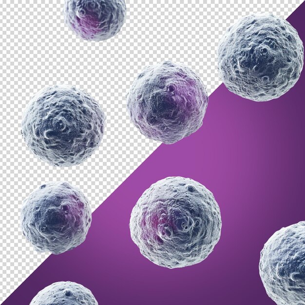 PSD une image d'un virus et d'une bulle bleue avec un fond violet