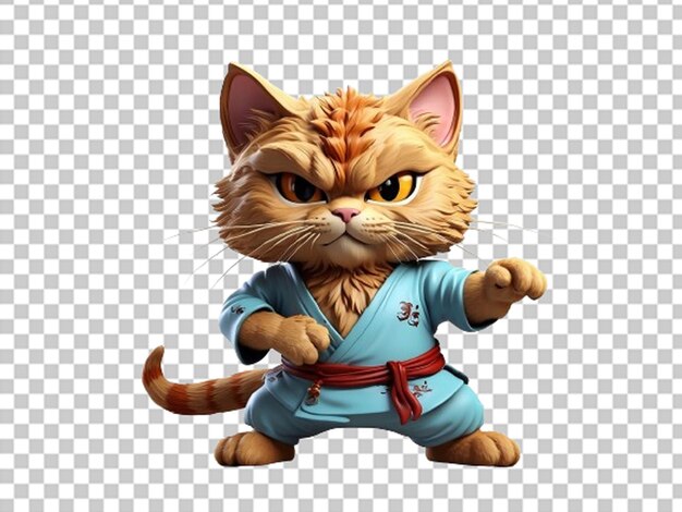 PSD imagem 3d de desenho animado de gato kung fu