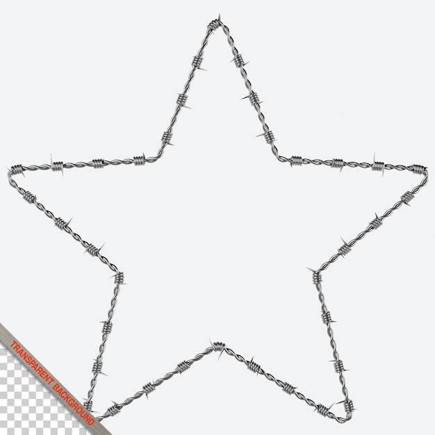 PSD imagem 3d de estrela de arame farpado