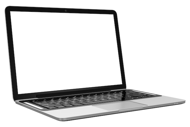 PSD imagem 3d do laptop moderno com tela em branco isolada em fundo transparente