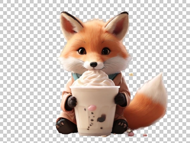 Imagem animada estética com uma fox dri bonita em fundo transparente