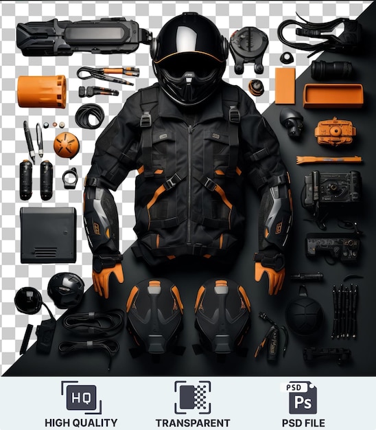 PSD imagem de conjunto de equipamentos e acessórios personalizados para motocicletas