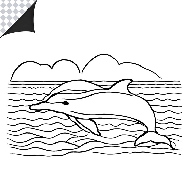 PSD imagem de contorno de golfinho para crianças livro de colorir divertido e fácil página de colorir golfinho