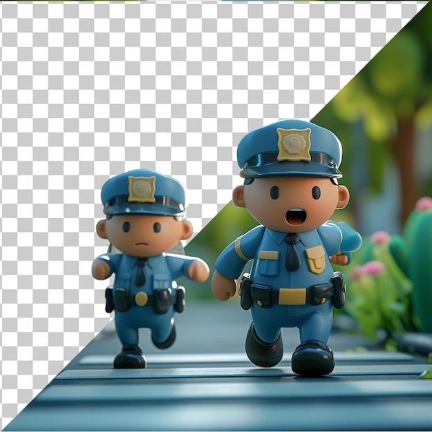 PSD imagem de desenho animado de policial em 3d perseguindo um ladrão