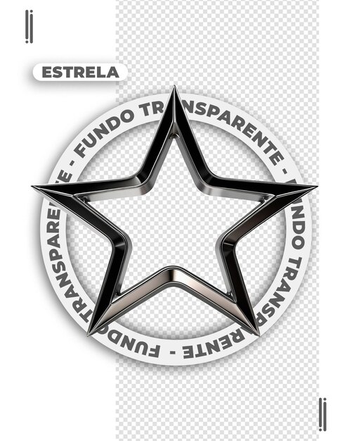 PSD imagem de estrela 3d metálica prateada sem fundo