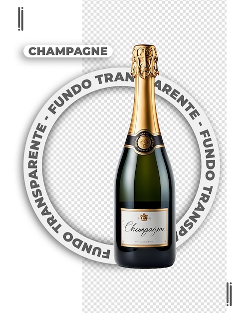 Imagem de garrafa de champanhe em 3d sem fundo