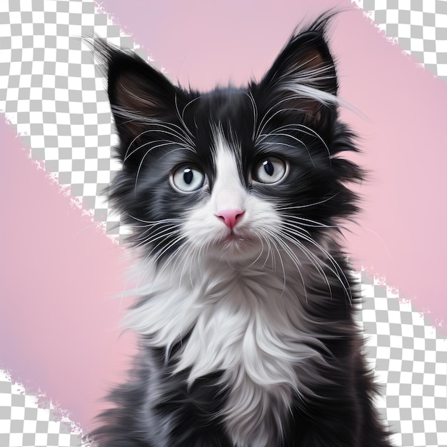 PSD imagem de gatinho monocromática com fundo transparente