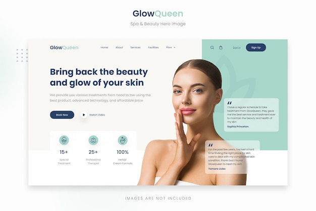 Imagem de herói de beleza de spa minimalista suave GlowQueen