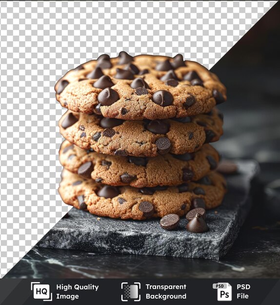 PSD imagem de psd transparente assar deliciosos biscoitos de chocolate em uma tábua de madeira