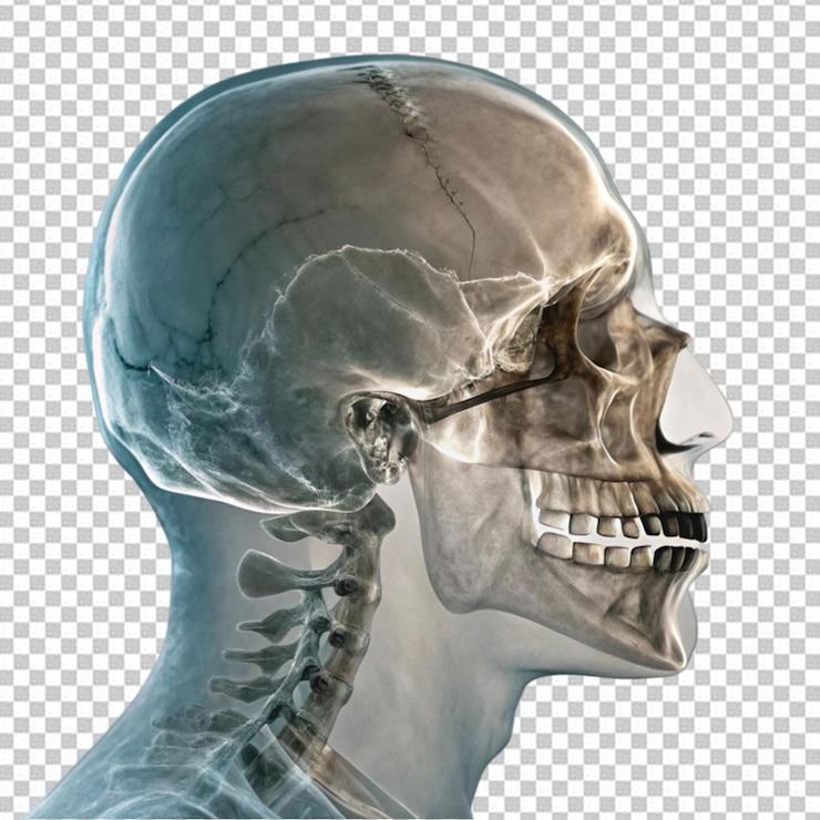 PSD imagem de raios-x mostrando um crânio humano