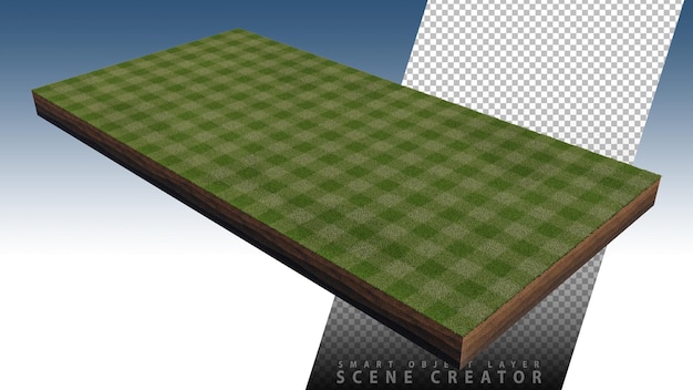 Imagem de renderização 3d da ilha de campo de grama em fundo transparente
