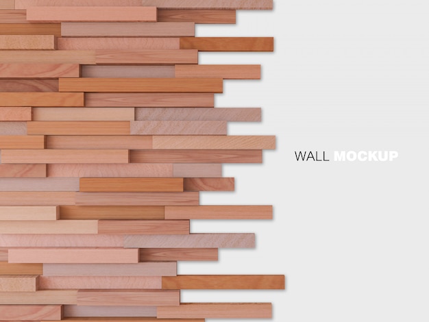 PSD imagem de renderização 3d da parede de madeira cúbica