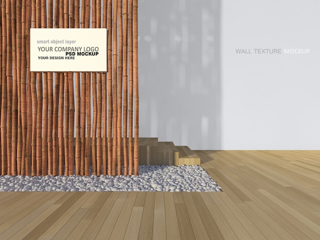 Imagem de renderização 3D de sinal na parede de bambu