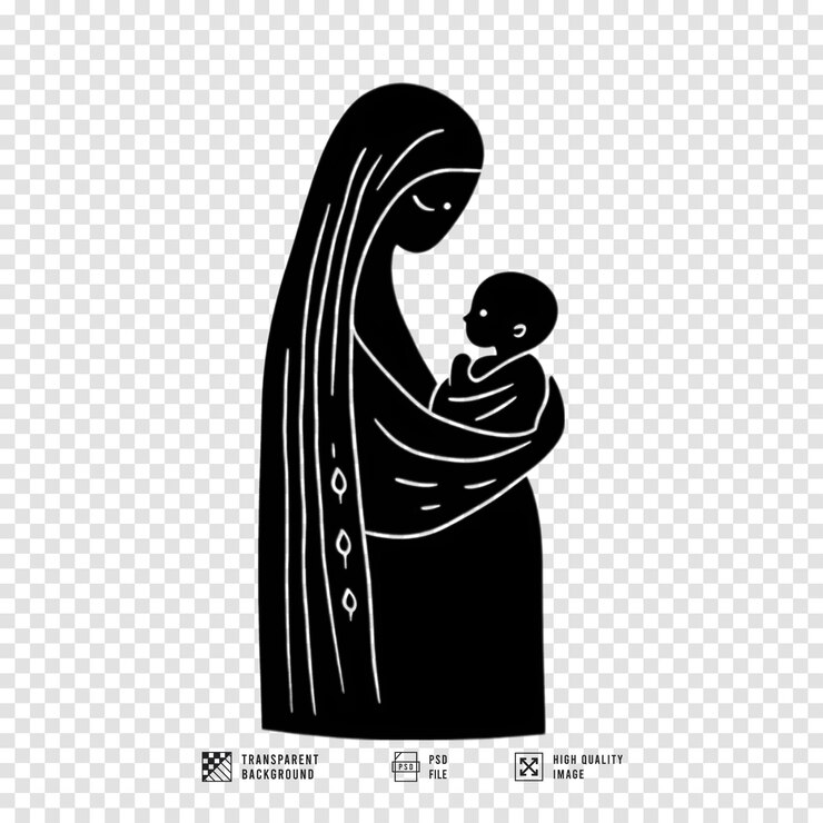 PSD imagem de silhueta de uma mãe segurando um bebê com um fundo transparente