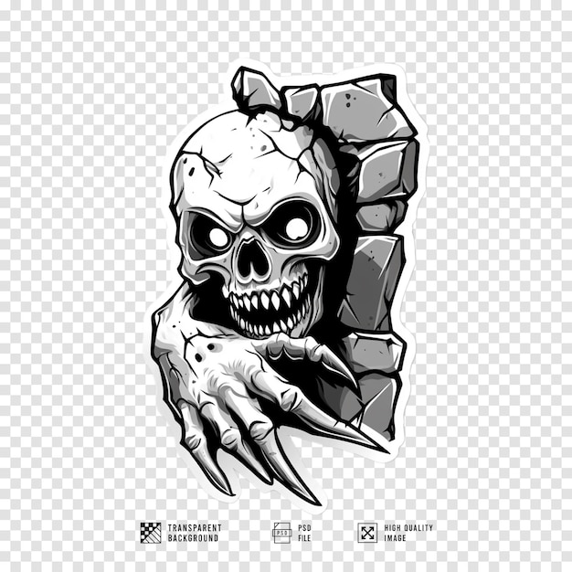 imagem de tatuagem de mão de esqueleto atravessando com fundo transparente