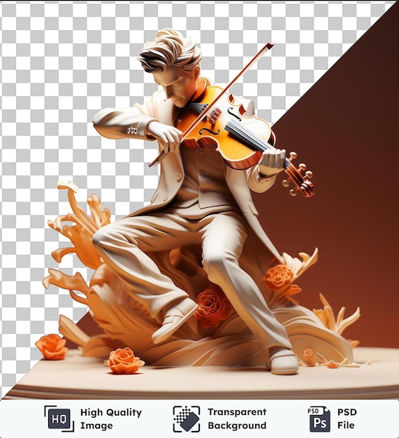 PSD imagem de um violinista 3d tocando um solo