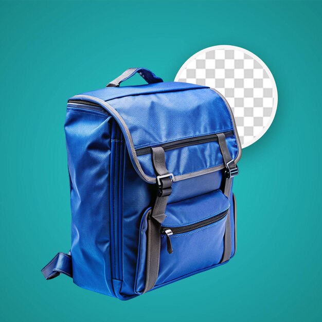 PSD imagem de uma mochila realista azul e vermelha isolada em fundo transparente