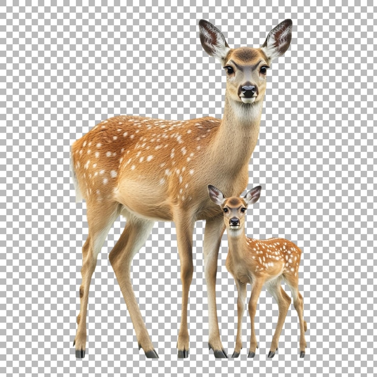PSD imagem detalhada em png com um cervo ao lado de uma cerva contra um fundo transparente