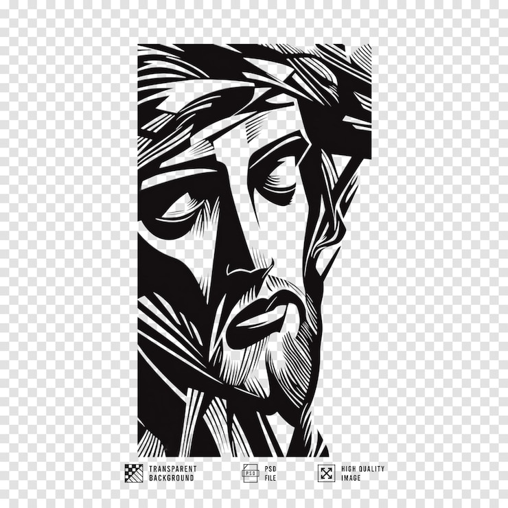 PSD imagem do rosto de cristo atrás da cruz com fundo transparente