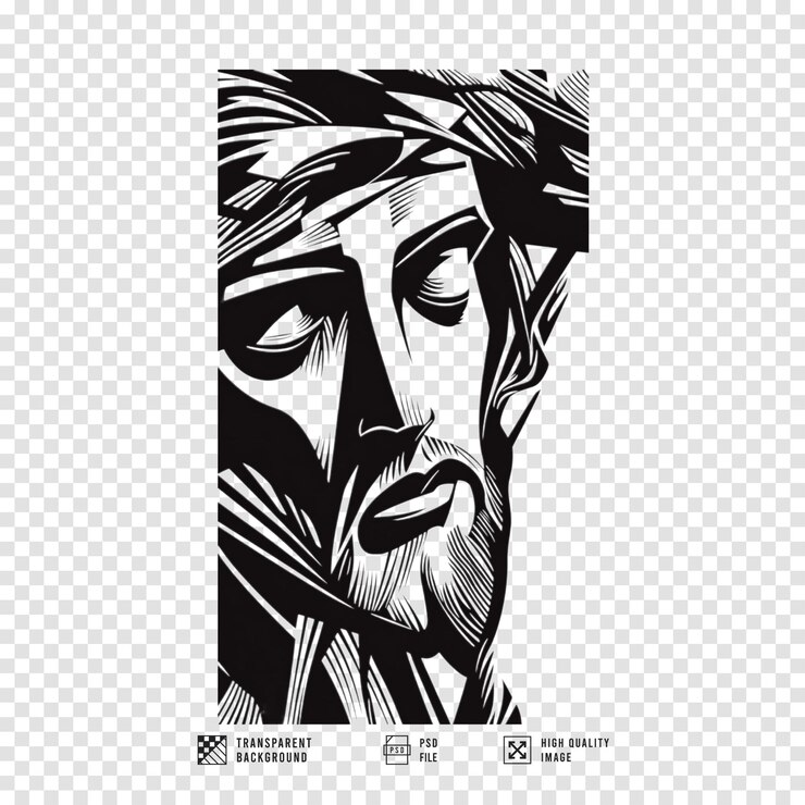 PSD imagem do rosto de cristo atrás da cruz com fundo transparente