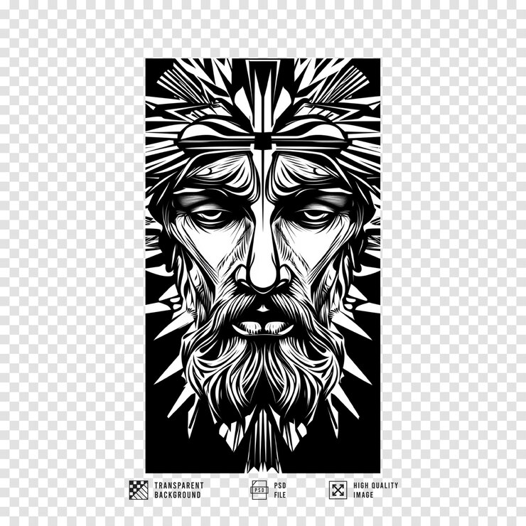 PSD imagem do rosto de cristo atrás da cruz com fundo transparente