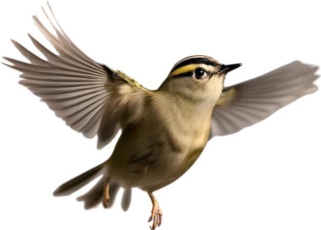 Imagem em close de um pássaro de Goldcrest.