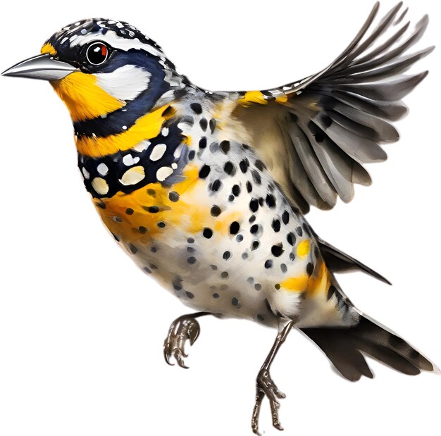 PSD imagem em close-up de um pássaro pardalote manchado.