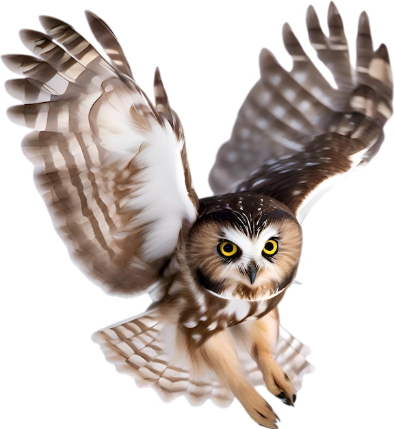 PSD imagem em close-up de um pássaro sawwhet owl do norte.