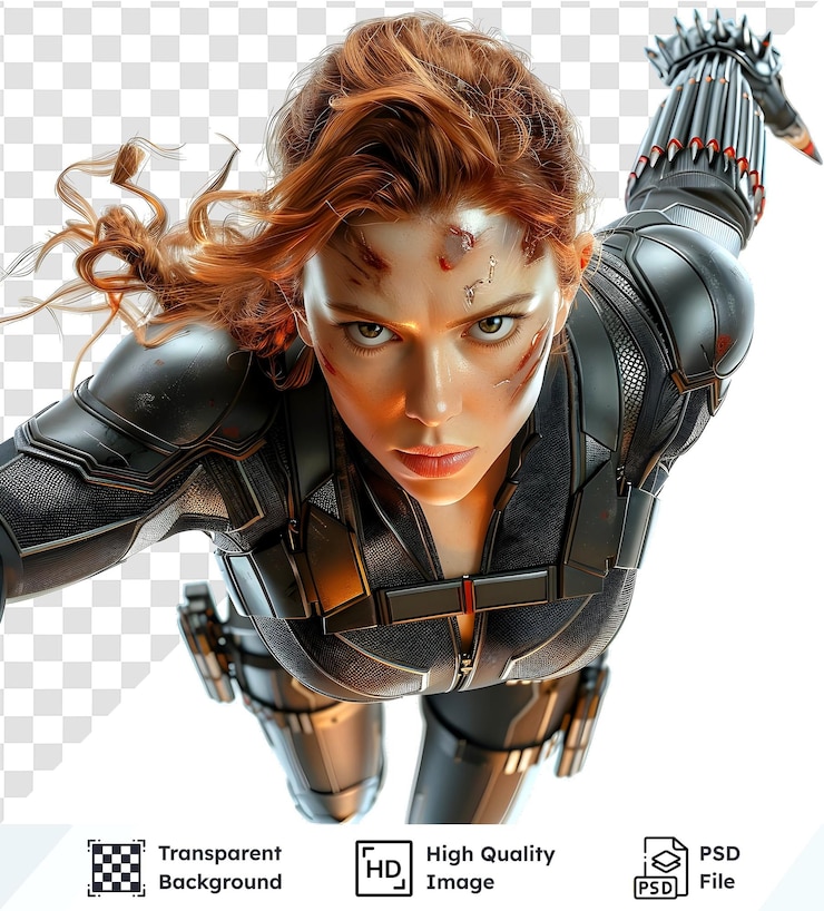 PSD imagem isolada de uma mulher de terno preto olhando intensamente para a câmera com uma expressão determinada