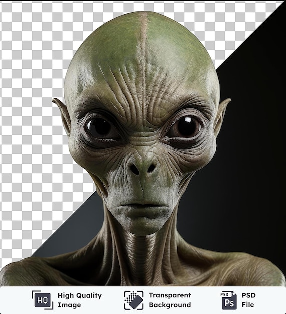 PSD imagem psd fotográfica realista xenobiólogo _ s estátua extraterrestre de tamanho natural de uma cabeça humana