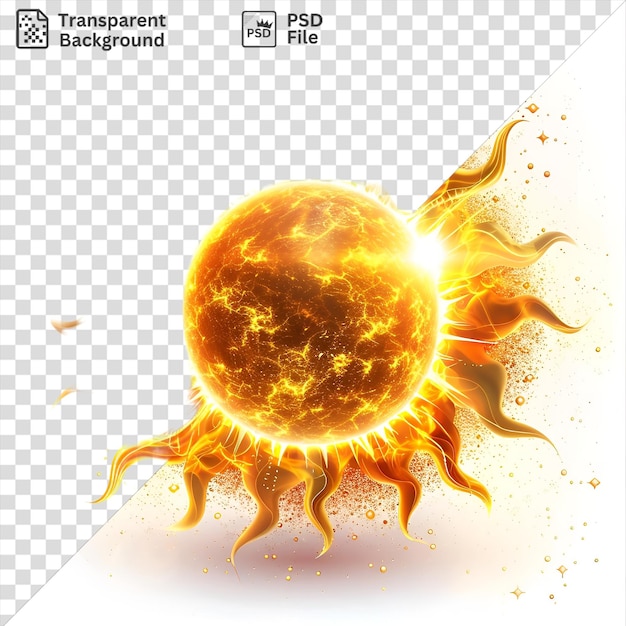 PSD imagem psd resumo símbolo vetor de erupção solar sol dourado e laranja em um fundo isolado