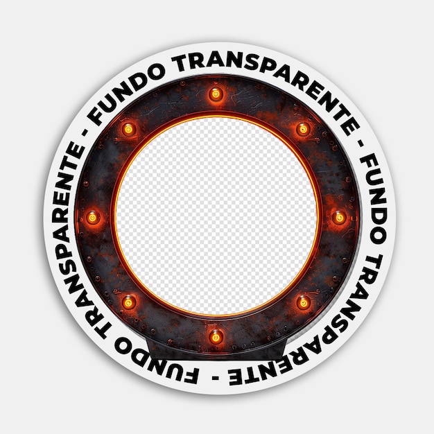 PSD imagem psd sem fundo de um elemento de ferro com luzes em laranja