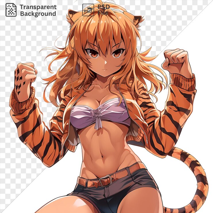 PSD imagem psd taiga aisaka de toradoras enquanto usa uma gravata azul e roxa com seu cabelo castanho e olho preto visível seu braço e perna estendidos também são visíveis
