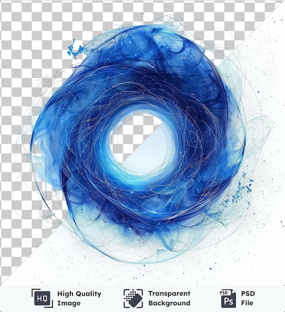 PSD imagem psd transparente abstrato energia rabiscos símbolo vetorial círculo azul elétrico em um fundo isolado com um buraco branco em primeiro plano