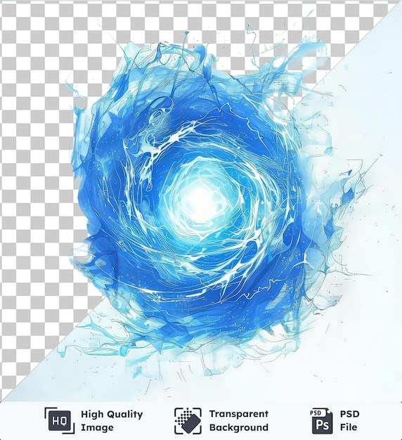 PSD imagem psd transparente abstrato energia rabiscos símbolo vetorial elétrico água azul salpicando na forma de uma espiral