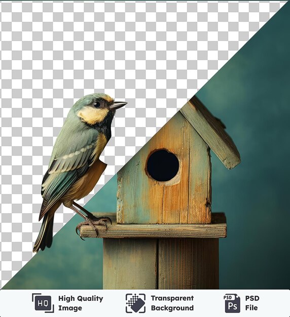 PSD imagem psd transparente fotográfica realista da casa de pássaros do ornitólogo