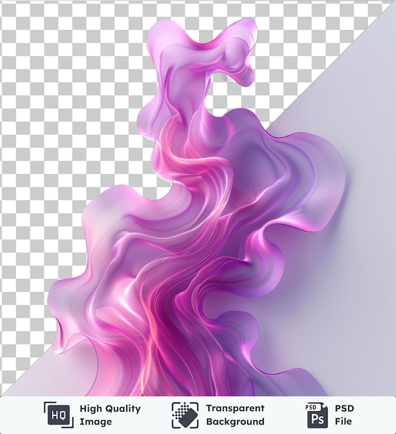 PSD imagem psd transparente ondas de néon líquido símbolo vetorial rosa vibrante roxo azul branco e fundo cinza