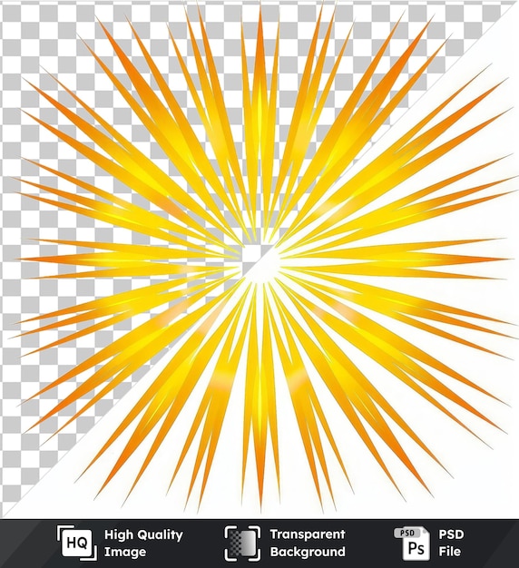 Imagem psd transparente símbolo vetor starburst starburst amarelo radiante em um fundo isolado