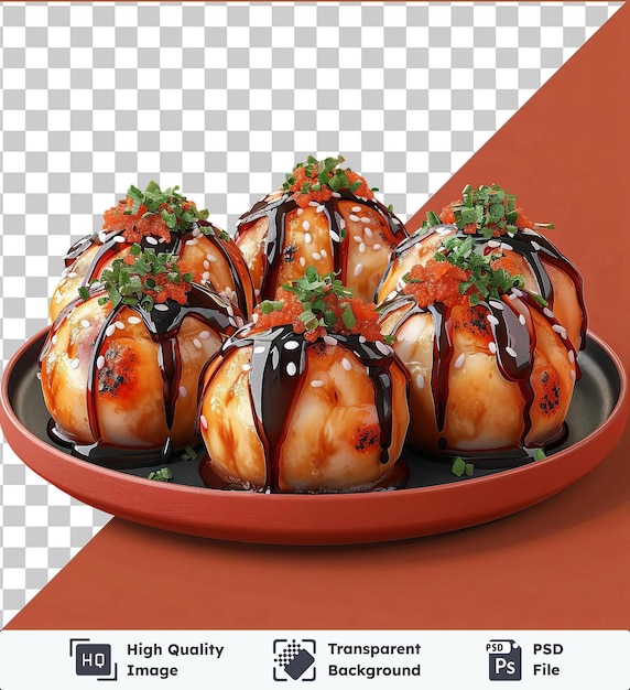 PSD imagem psd transparente takoyaki em um prato