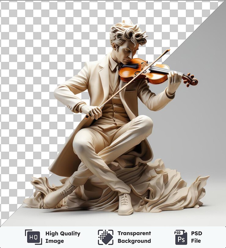 PSD imagem psd transparente violinista 3d tocando um solo