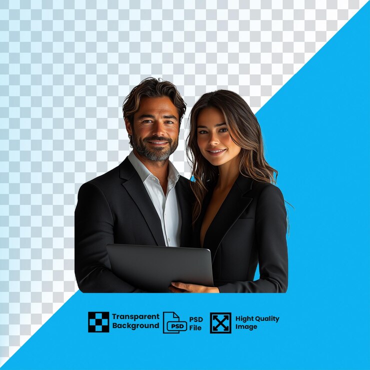 PSD imagem transparente de um jovem homem e mulher qualidade hd