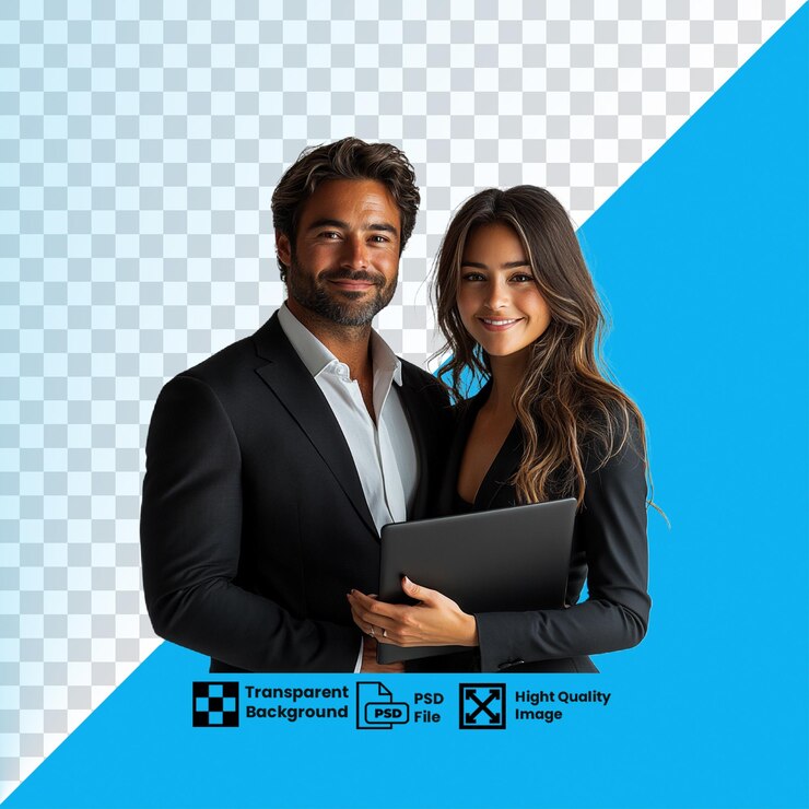 PSD imagem transparente de um jovem homem e mulher qualidade hd