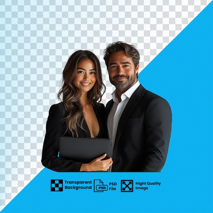 PSD imagem transparente de um jovem homem e mulher qualidade hd