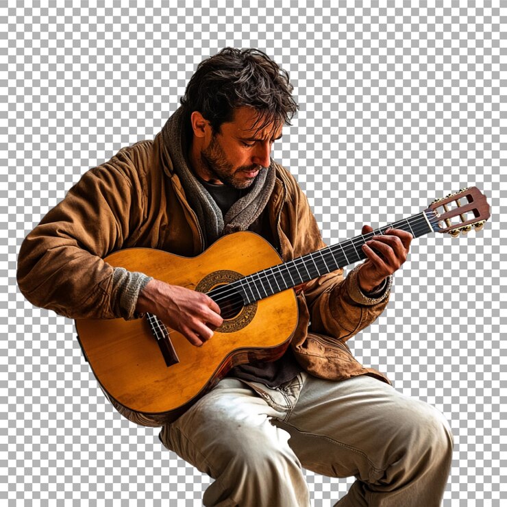 PSD imagem transparente ou png de homem tocando guitarra