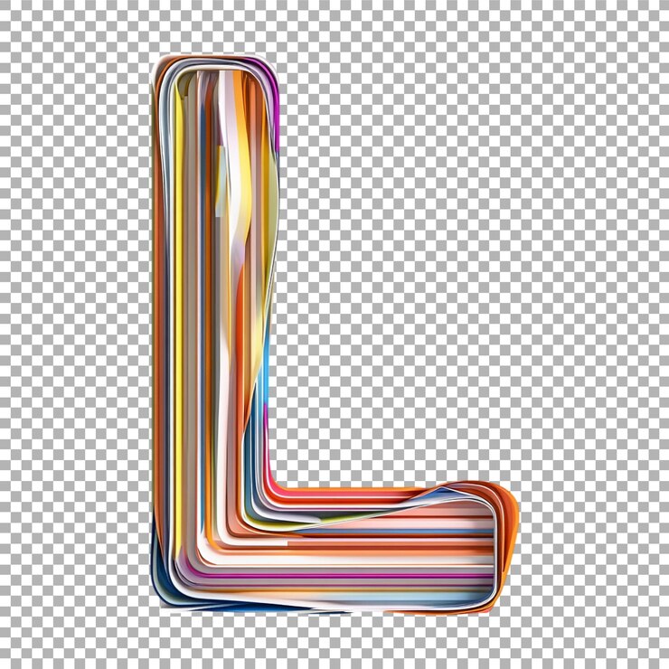 PSD imagem transparente ou png de renderização 3d de um alfabeto l feito de linhas retrô