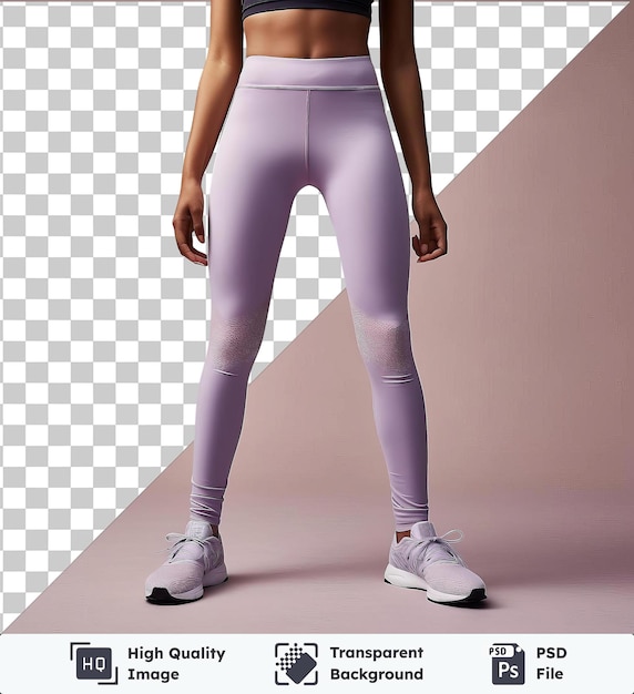 PSD imagem transparente psd vista frontal capturar um par de leggings lavanda spandex material etiqueta de tecido