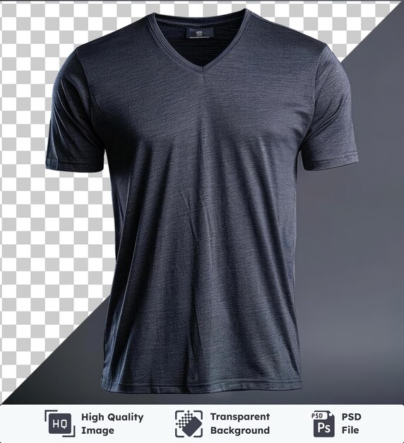 PSD imagem transparente psd vista frontal capturar uma camiseta premium cinza materiais técnicos etiqueta de tecido